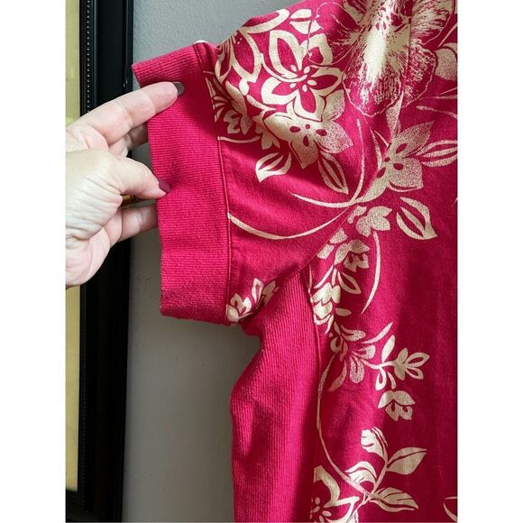Avenue Pink Hawiain Print Short Sleeve Zip Up Jacket sz 26/28 EUC - Picture 3 of 8
